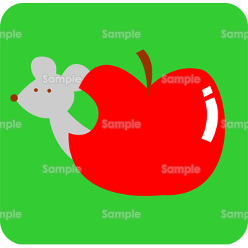 リンゴをかじるねずみ 無料イラスト 年賀状プリント決定版 2021