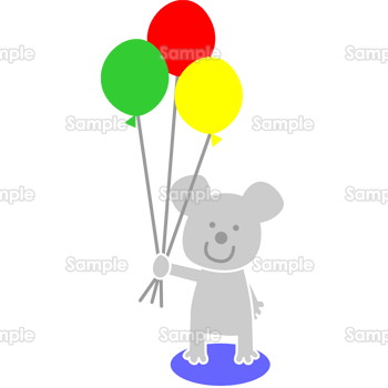 3色の風船を持ったネズミ 無料イラスト 年賀状プリント決定版 21