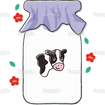 牛が描かれた牛乳瓶 無料イラスト 年賀状プリント決定版 21