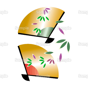 扇にかかる竹の葉 無料イラスト 年賀状プリント決定版 21
