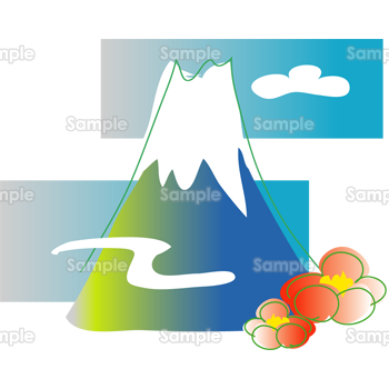 富士山と雲 梅の花 無料イラスト 年賀状プリント決定版 22