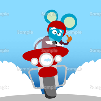 バイクで走るおじいちゃんネズミ 無料イラスト 年賀状プリント決定版 22