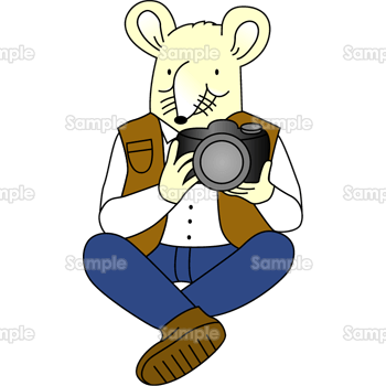 カメラ好きのおじさんネズミ 無料イラスト 年賀状プリント決定版 21