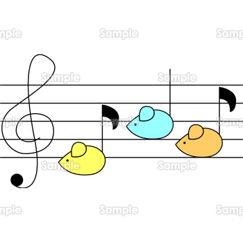 ネズミの音符 無料イラスト 年賀状プリント決定版 2021