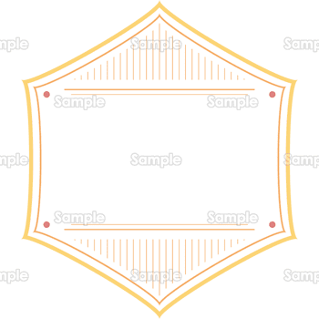 六角形の和風フレーム（橙×黄金）