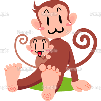 元気な猿の親子 無料イラスト 年賀状プリント決定版 21