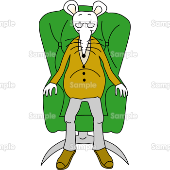 緑の椅子の座る社長ネズミ 無料イラスト 年賀状プリント決定版 2021