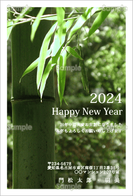 輝く竹の写真-フォーマル年賀状