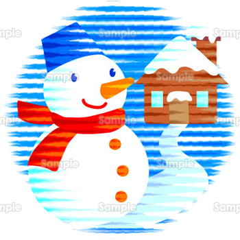 雪だるまと雪のログハウス 無料イラスト 年賀状プリント決定版 22