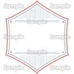 六角形の和風フレーム（青×桃） 年賀状イラスト
