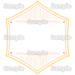 六角形の和風フレーム（橙×黄金） 年賀状イラスト