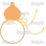 ひょうたん型の和風フレーム（橙×黄金） 年賀状イラスト